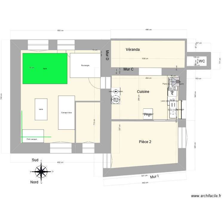 2022 08 La Croix Grand-Fougeray. Plan de 4 pièces et 66 m2