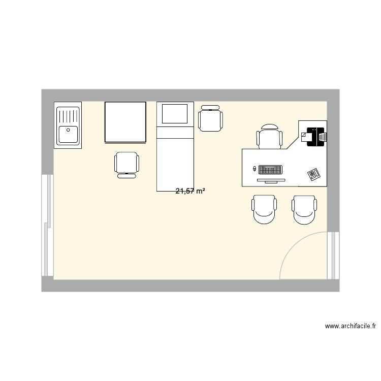 Test 2 salle consultation. Plan de 1 pièce et 22 m2