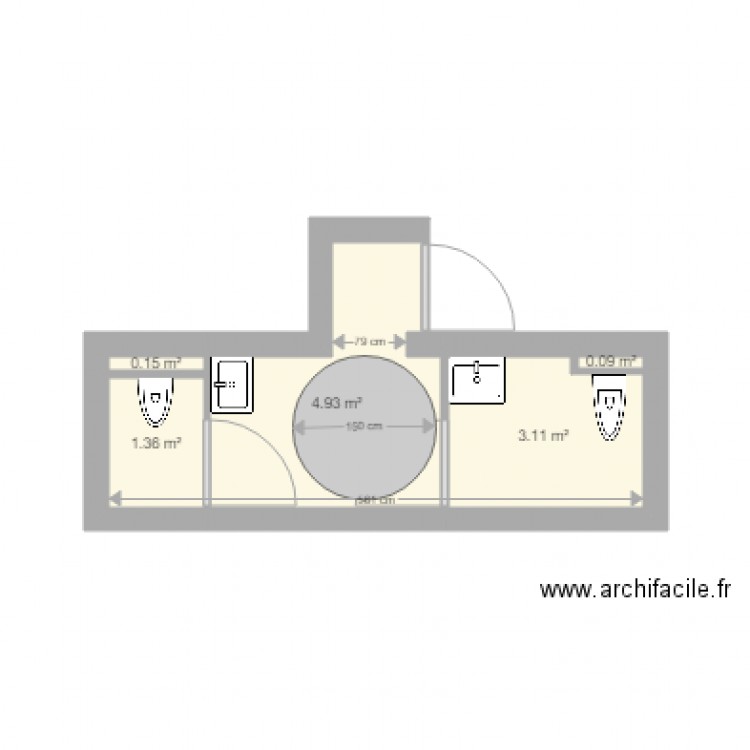 wc pmr. Plan de 0 pièce et 0 m2