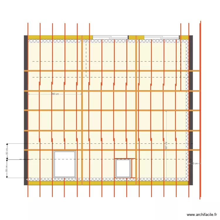 Appartement ETAGE charpente. Plan de 