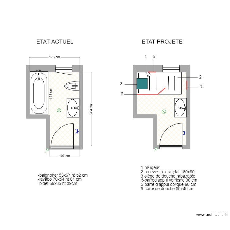 GARCIN. Plan de 2 pièces et 8 m2