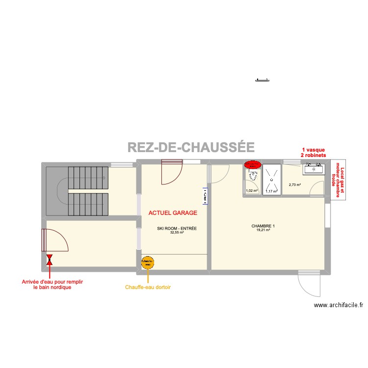 REZ-DE-CHAUSSÉE Plomberie. Plan de 0 pièce et 0 m2