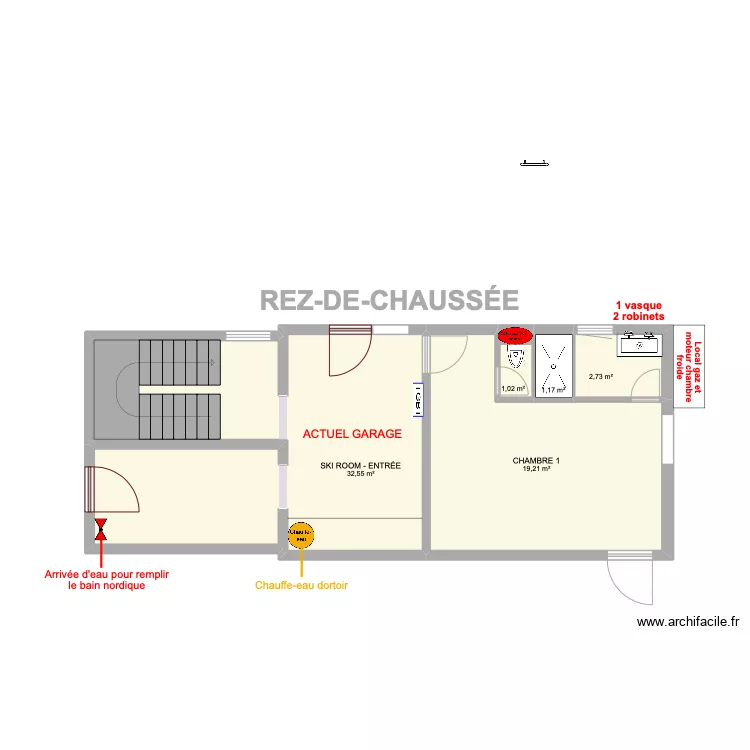 REZ-DE-CHAUSS&Eacute;E Plomberie. Plan de 