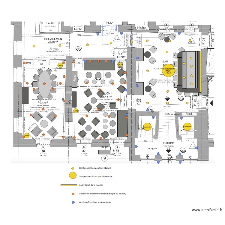 Bar salon1 et salon 2  Eclairage B. Plan de 0 pièce et 0 m2