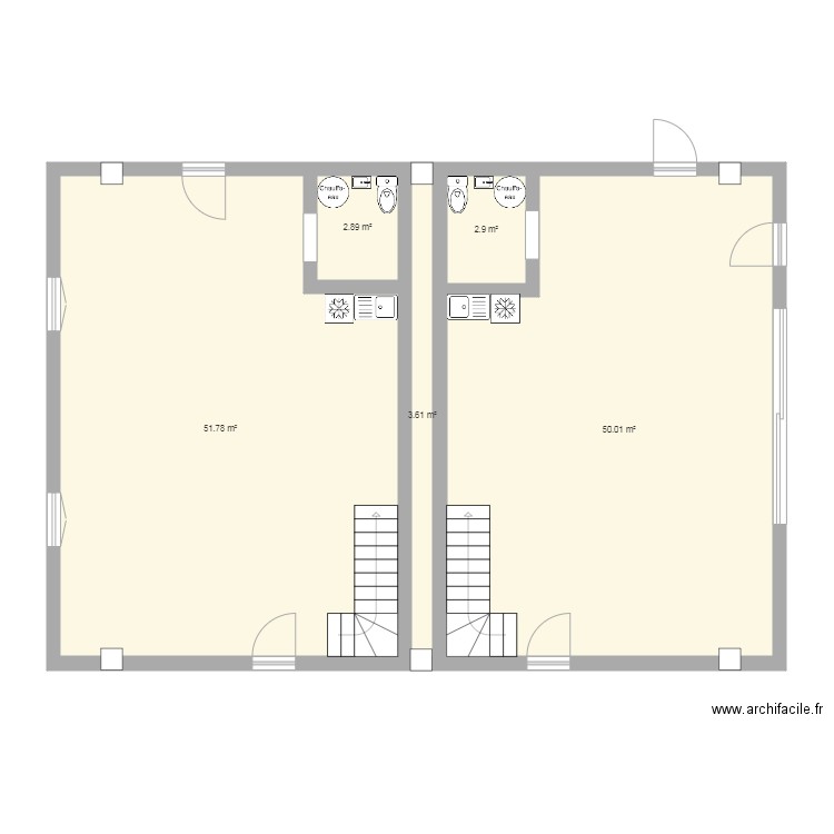 hangar deux locaux. Plan de 0 pièce et 0 m2