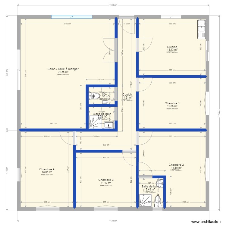 Maison de Guehouo version plein pied. Plan de 0 pièce et 0 m2