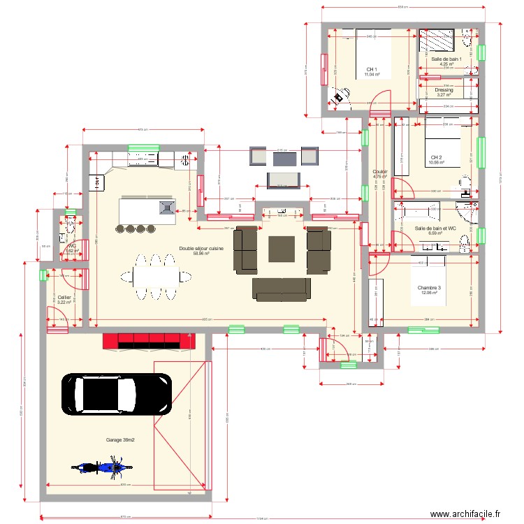 PLAN 120 m2 . Plan de 0 pièce et 0 m2