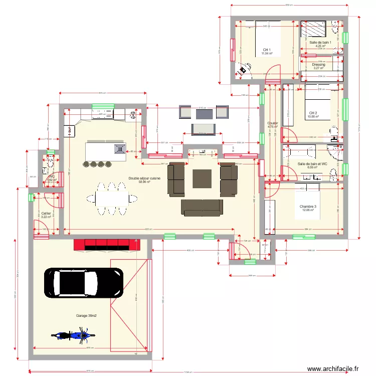 PLAN 120 m2 . Plan de 