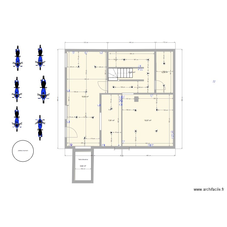 sous sol version élec. Plan de 6 pièces et 76 m2