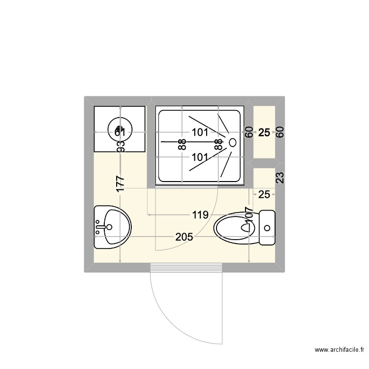 GEORGE. Plan de 3 pièces et 3 m2