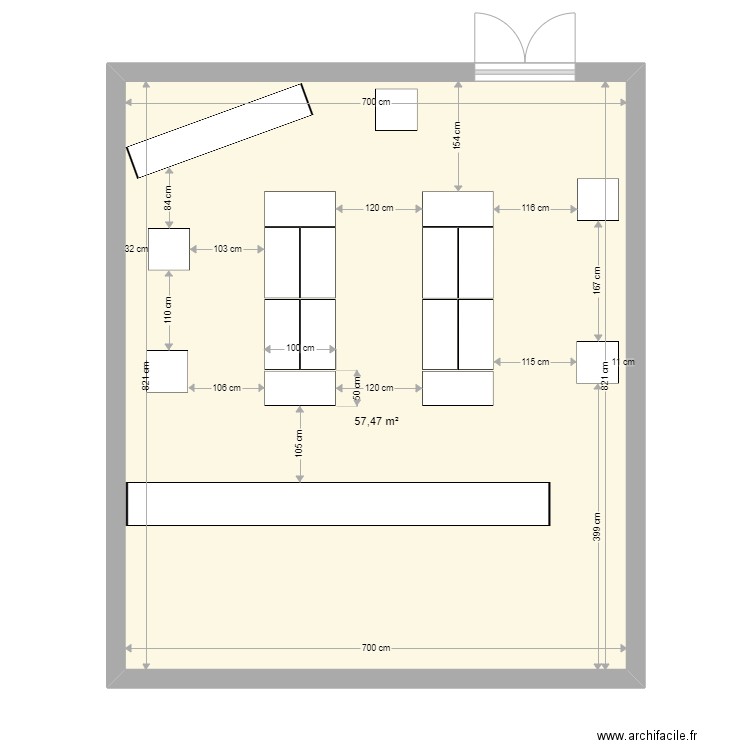 SECLIN. Plan de 1 pièce et 57 m2