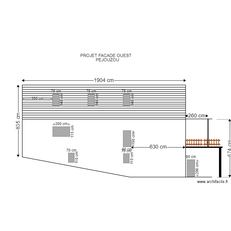 PROJET FACADE OUEST PEJOUZOU ter. Plan de 0 pièce et 0 m2