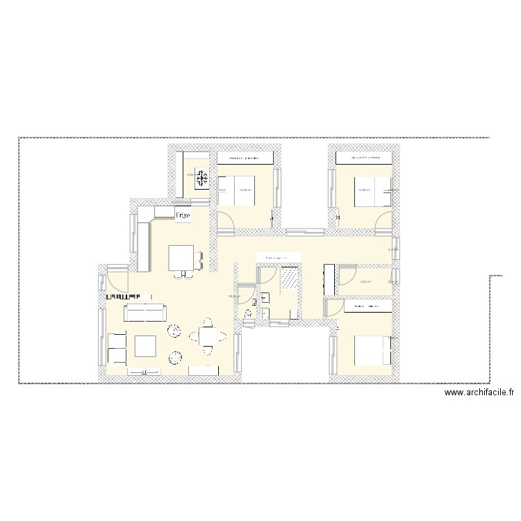 Plain pied et patios. Plan de 0 pièce et 0 m2