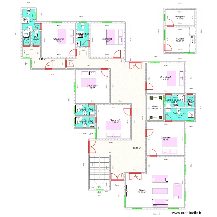 Samba,niang. Plan de 41 pièces et 740 m2