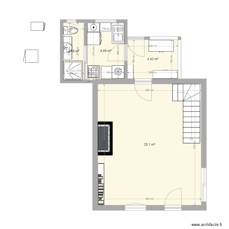 dependance cuisine sdb 2. Plan de 0 pièce et 0 m2