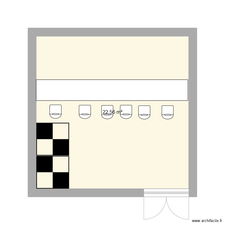 bar les cloches de verres. Plan de 1 pièce et 23 m2