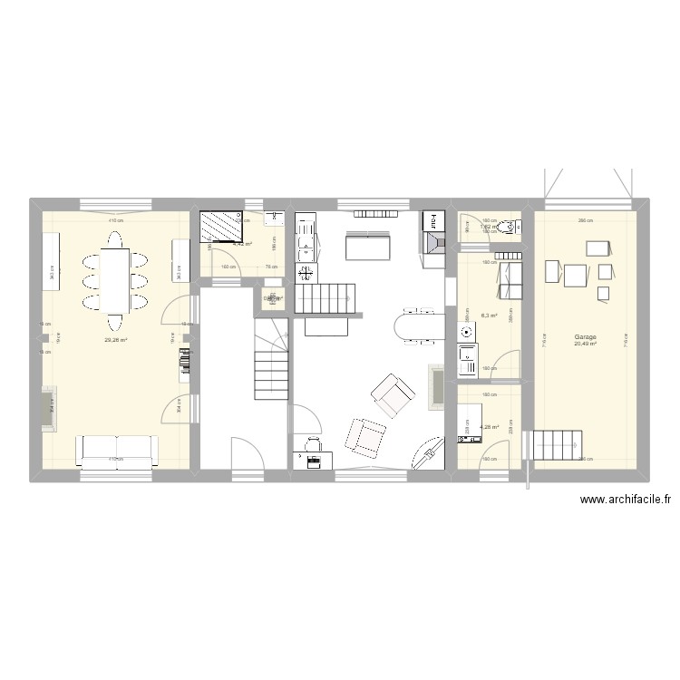 Gouy RDC 4. Plan de 7 pièces et 67 m2