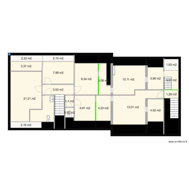 Etage travaux originaux. Plan de 0 pièce et 0 m2