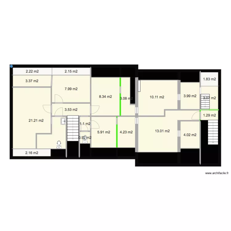 Etage travaux originaux. Plan de 