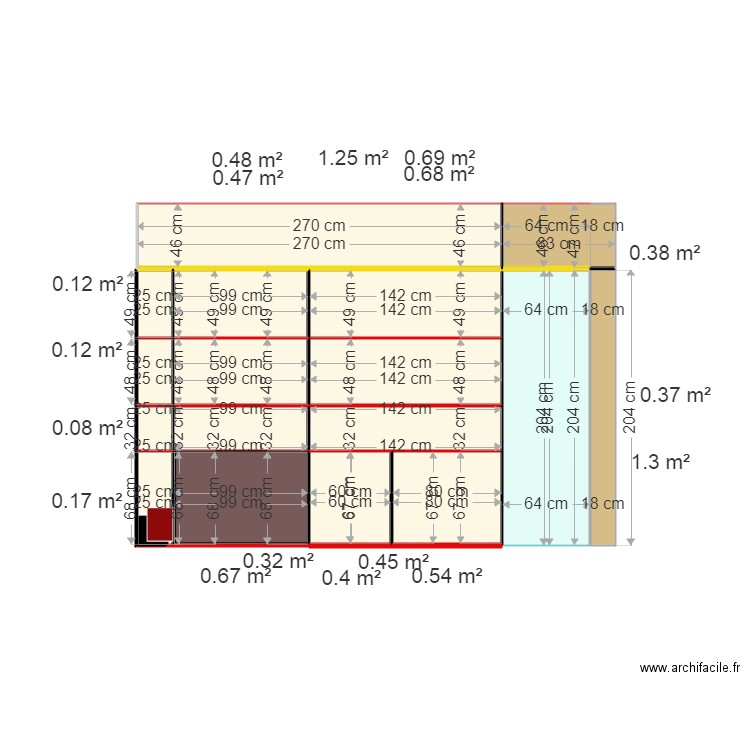 Bibliothèque 1 placard 1 celulle. Plan de 0 pièce et 0 m2