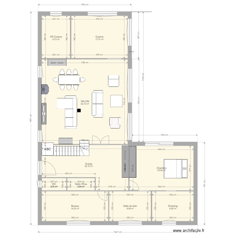 version mh ENT COTE 08 01. Plan de 10 pièces et 159 m2