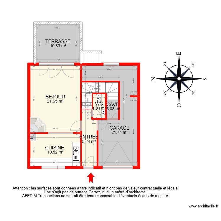 BI 8924 RDC PASCAL. Plan de 8 pièces et 77 m2