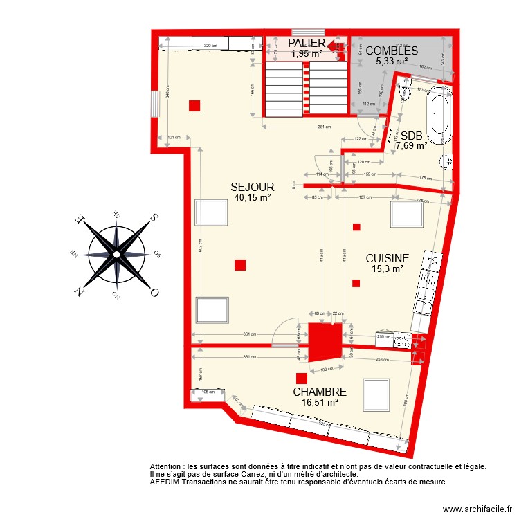 BI 8801 PASCAL. Plan de 9 pièces et 91 m2