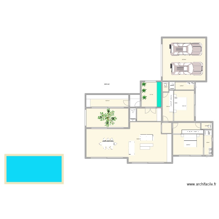 maison 200m2. Plan de 12 pièces et 221 m2