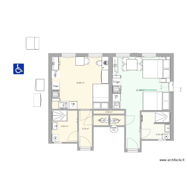 plan C le dôme . Plan de 8 pièces et 51 m2