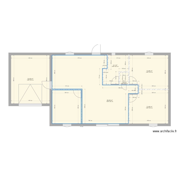 cotation. Plan de 6 pièces et 102 m2