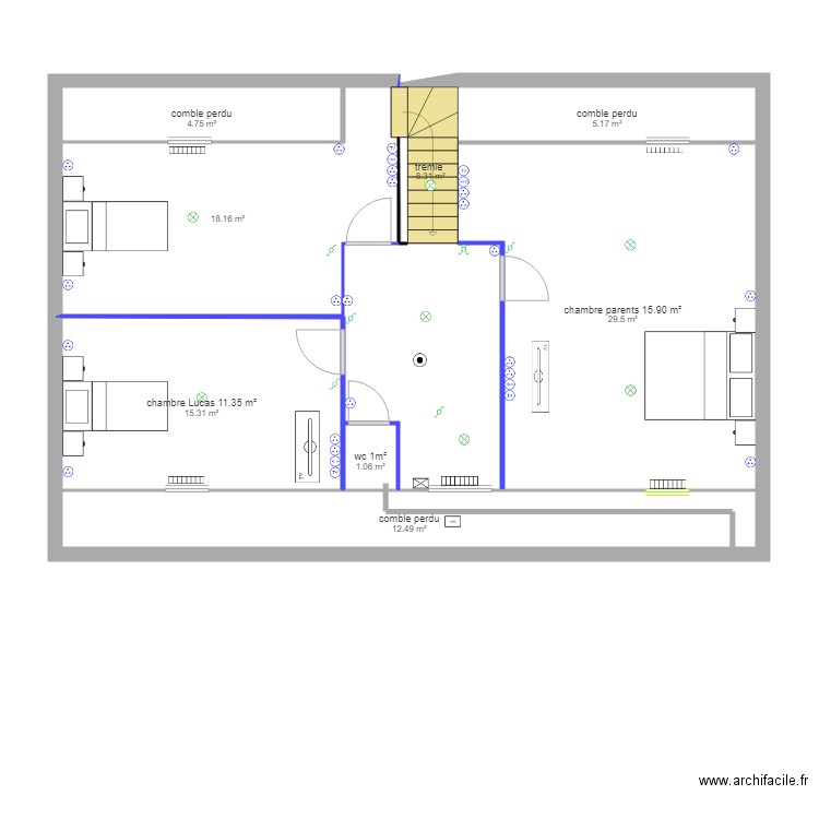 etage comble aménagable new. Plan de 0 pièce et 0 m2