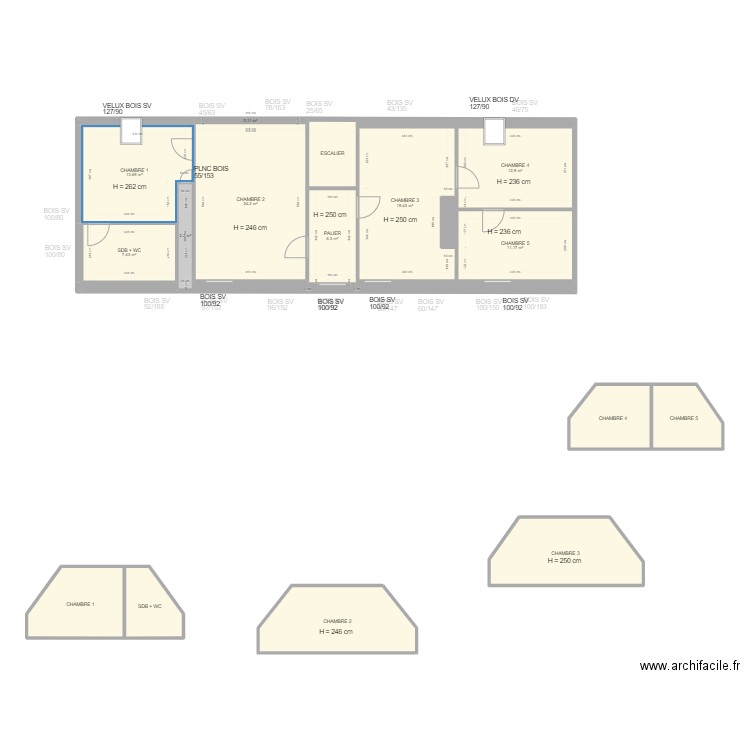 ISNARD. Plan de 31 pièces et 269 m2