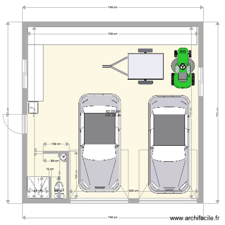 garage 50m2. Plan de 