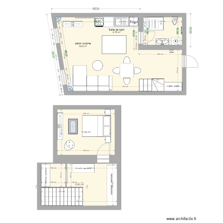 Appartement . Plan de 4 pièces et 63 m2