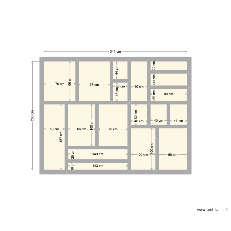 meuble dressing. Plan de 18 pièces et 7 m2