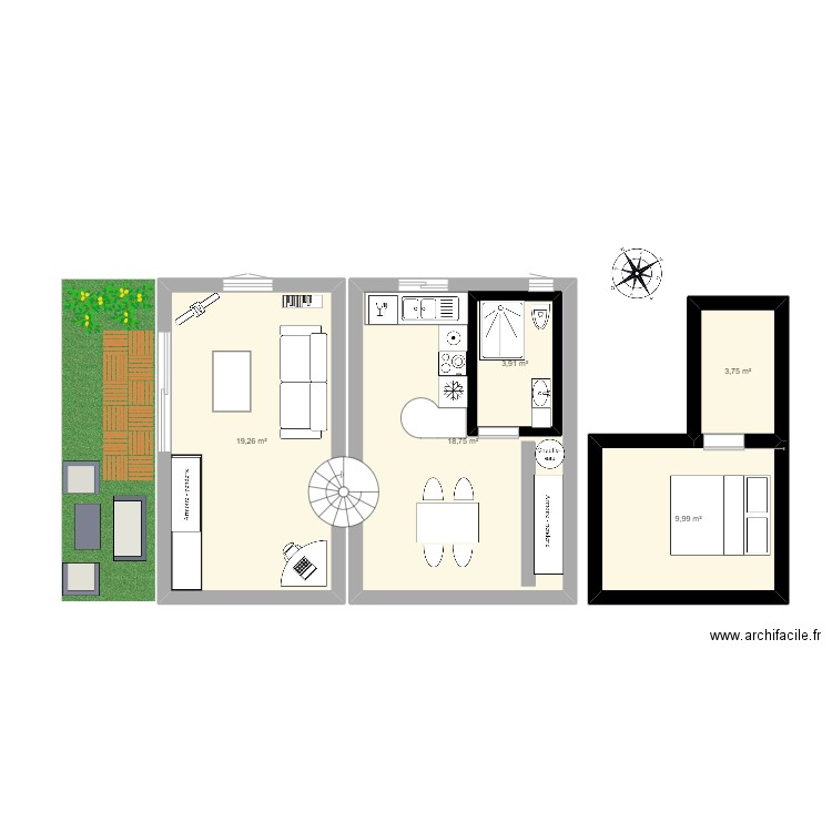 MALAGNY 65. Plan de 5 pièces et 61 m2