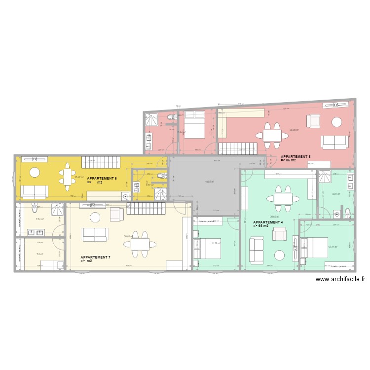Immeuble Réalmont R2 étage dec 2019 changement cuisine . Plan de 0 pièce et 0 m2
