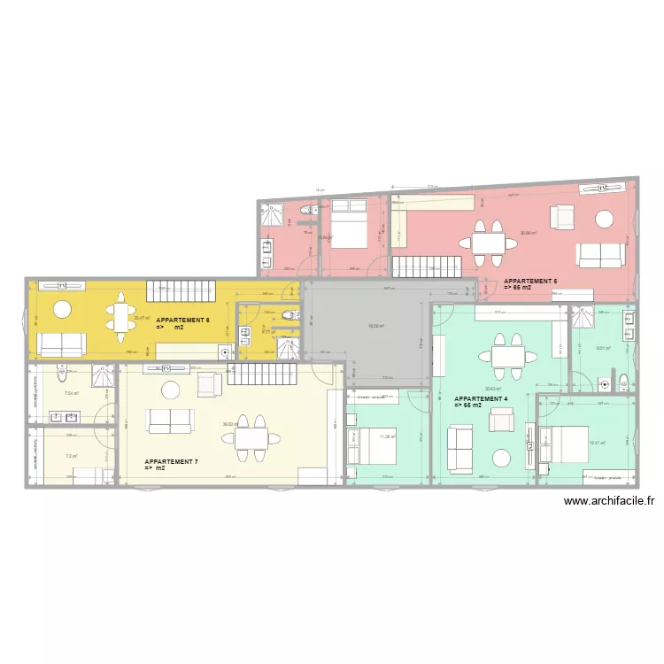 Immeuble Réalmont R2 étage dec 2019 changement cuisine . Plan de Immeuble Réalmont R2 étage dec 2019 changement cuisine . Plan de