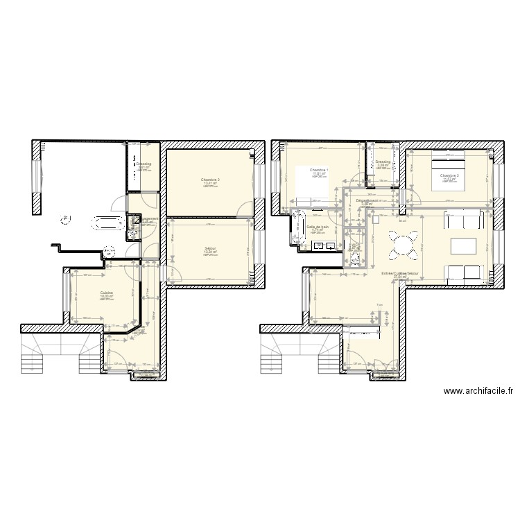 Colas. Plan de 16 pièces et 127 m2