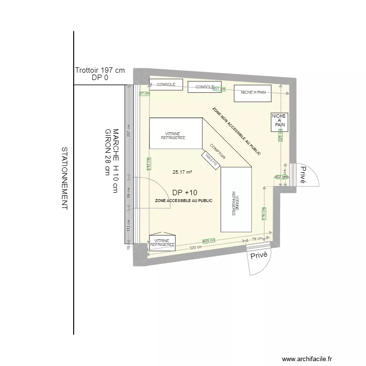 Boulangerie Sylvain & Cynthia avant travaux. Plan de 