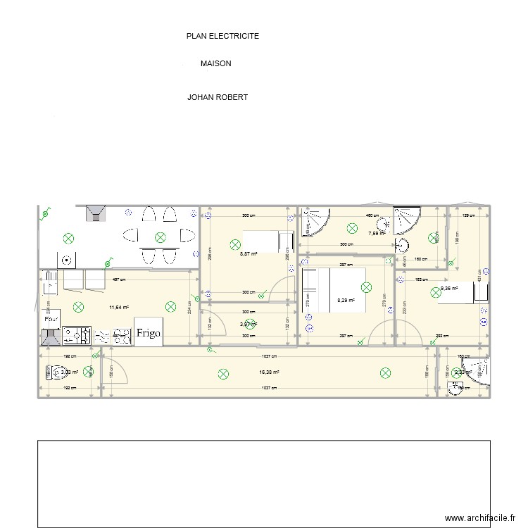 PLAN ELECTRICITE JOHAN ROBERT. Plan de 9 pièces et 72 m2