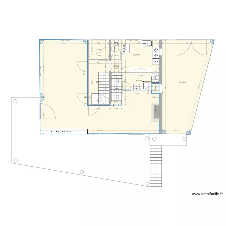 plan Oct 21pr&eacute;vision meubl&eacute; et terrasse ext&eacute;rieure. Plan de 
