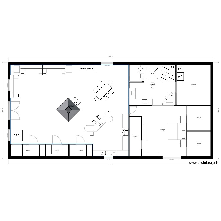 maison grange. Plan de 10 pièces et 204 m2