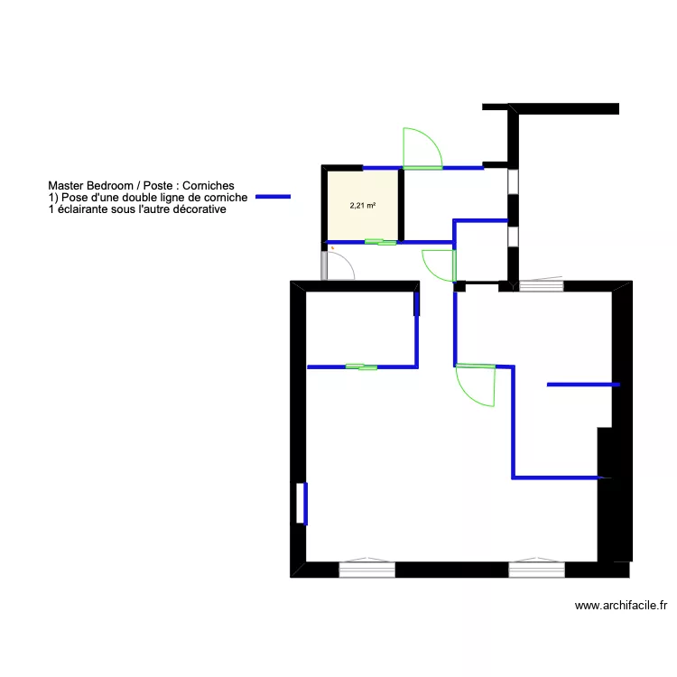 Master BedRoom (nu cloisons en place). Plan de 