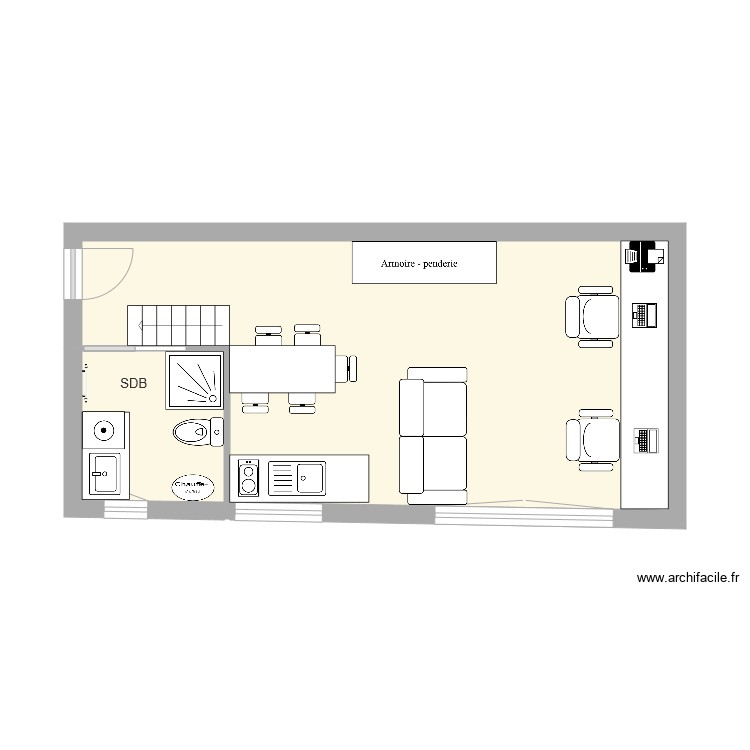 Loge meubl&eacute;. Plan de 0 pièce et 0 m2