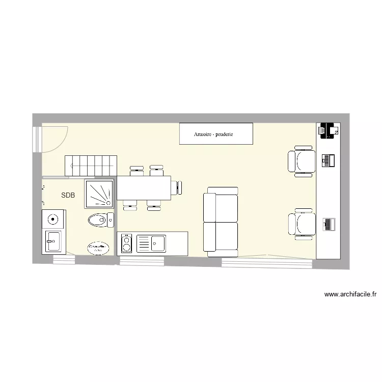 Loge meubl&eacute;. Plan de 