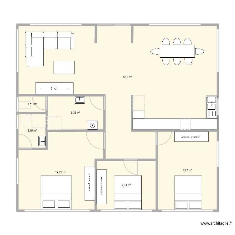 Maison Louidna. Plan de 0 pièce et 0 m2