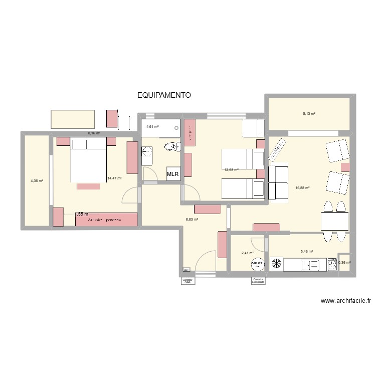 Algarve 1. Plan de 11 pièces et 75 m2