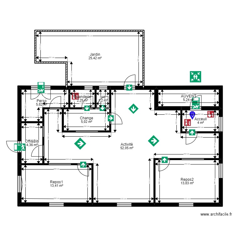 PLAN D'EVACUATION SOLLIESVILLE JR 270922. Plan de 11 pièces et 133 m2