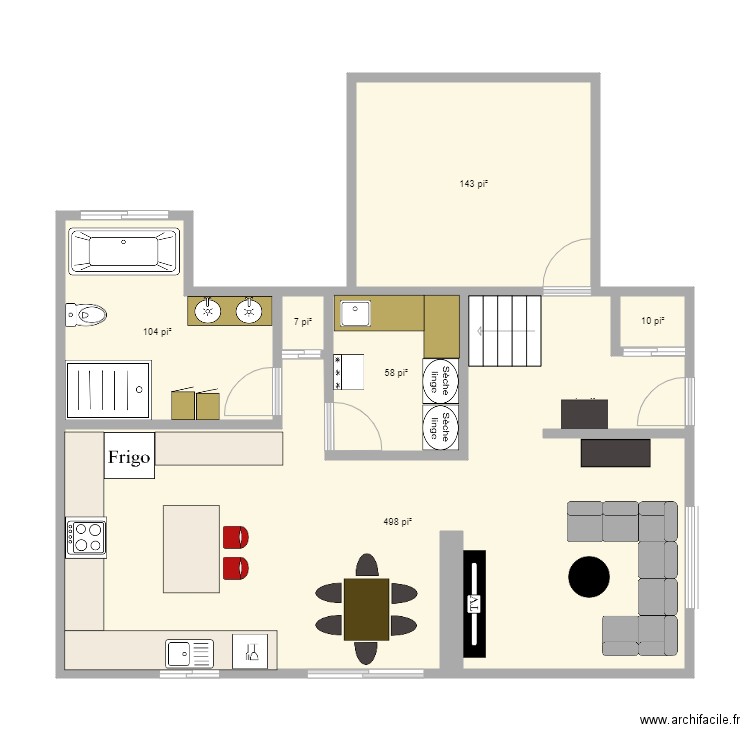 maison 20x34. Plan de 6 pièces et 76 m2